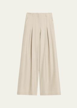 Warren Pleated Wide-Leg Pants