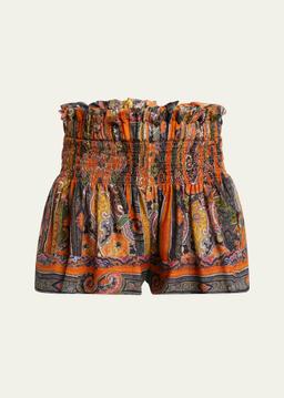 Maelly Paisley Wide Silk Shorts