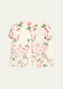 Cherry Blossom Tweed Embroidered Jacket