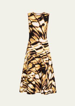 Sleeveless Butterfly Jacquard Knit Midi Dress