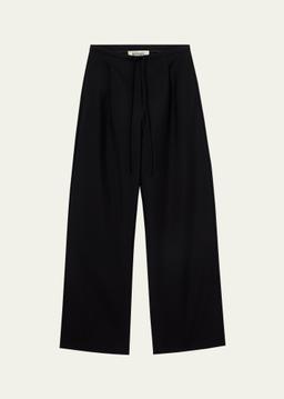 Relaxed Wool Drawstring Trousers