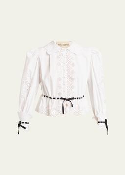 Eyelet-Embroidered Poplin Shirt