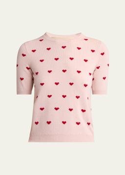 Crewneck Heart Jacquard Sweater