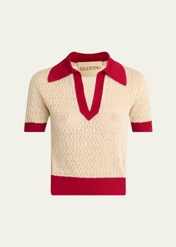 Pointelle Linen-Viscose Sweater