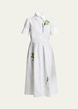 Floral Embroidered Midi Shirtdress