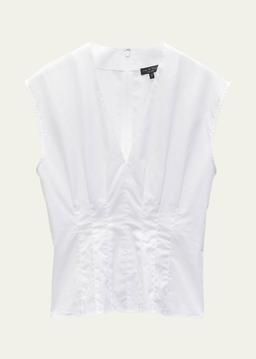 Ines V-Neck Poplin Top