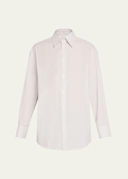 Long-Sleeve Collared Button-Down Blouse
