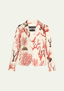 Venetian Coral Single-Breasted Short Jacket