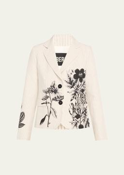 Goth Botanical Pinstripe Printed Short Jacket