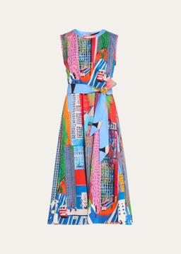 NYC Lady Printed Sleeveless Midi Dress