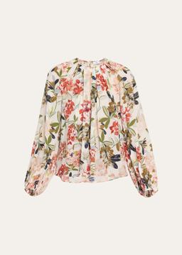 Lottie Floral-Print Crepe De Chine Top