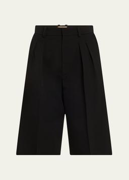 Pleated Tailored Bermuda Shorts