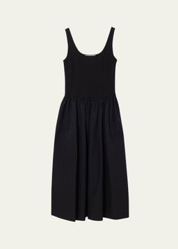 Jersey Mixed Midi Dress