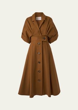 Wide Short-Sleeve Midi Shirtdress