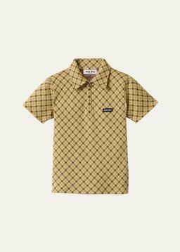Check Short-Sleeve Polo Top