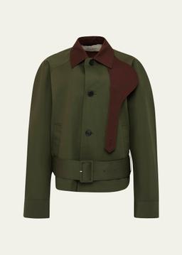 Rounded Blouson Belted Jacket