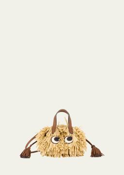 Small Eyes Fringe Raffia Tote Bag