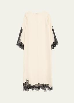 Soto Lace Trim Silk-Blend Dress