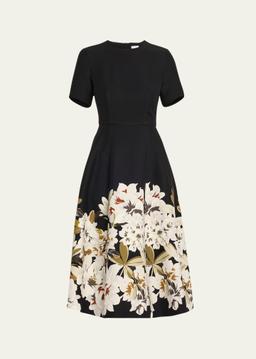 Evangeline Printed Silk Wool Dress
