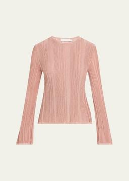 Lucky Long-Sleeve Metallic Top