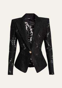 Single-Breasted Fitted Lace Jacket
