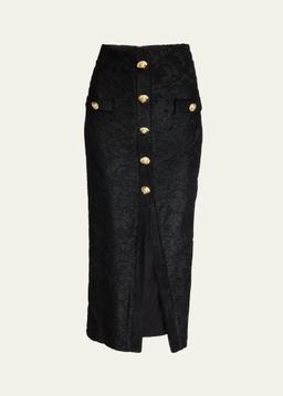 Baroque Buttoned Pencil Skirt