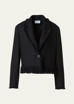 Fringed Boucle Tweed Crop Jacket