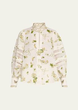 Botanical Utopia Buttoned Collar Blouse