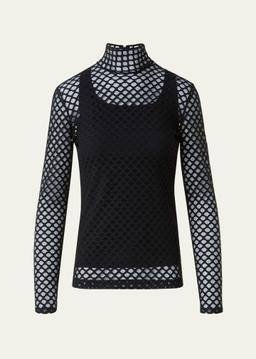 Diamond Mesh Jersey Long-Sleeve Shirt