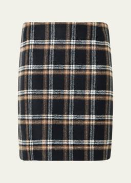 Plaid Wool Tricotine Tweed Mini Skirt