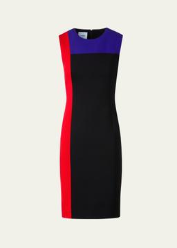 Colorblock Jersey Sleeveless Sheath Dress