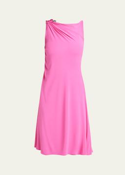 Sleeveless Draped Stretch Crepe Jersey Dress