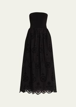 Strapless Knit Broderie Dress