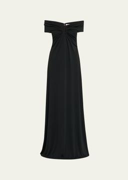 Off-The-Shoulder Ruched Gown