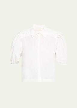 Valeria Puff-Sleeve Cotton Shirt