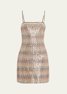 Ivanna Sequined Chevron Mini Dress