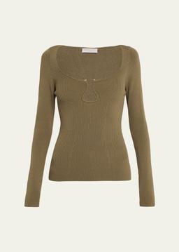 Lylia Ribbed Wavy U-Ring Top