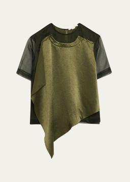 Organza And Crinkled Satin T-Shirt