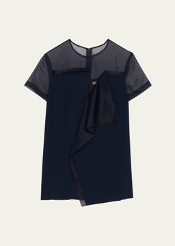 Asymmetrical Drape Crepe Back Satin Top