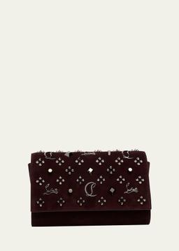 Paloma Clutch Bag in Suede with Loubinthesky Spikes