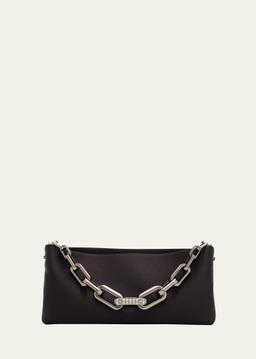Maykimay Chain-Draped Clutch Bag in Crepe Satin