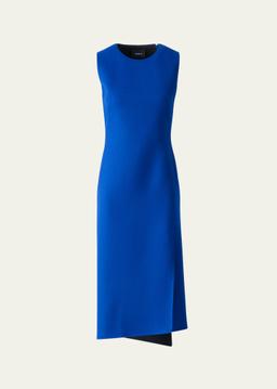 Trapezoid Panel Sleeveless Midi Dress