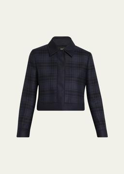 Lewitt Check Wool Double-Face Crop Jacket