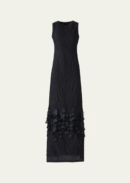 Waves And Ribbons Jacquard A-line Slit Gown