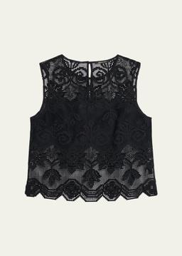 Shelly Scalloped Pixel Floral Lace Blouse