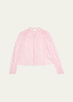 Greicy Long-Sleeve Lace Blouse