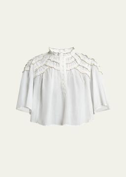 Carmen Ruffled Short-Sleeve Blouse