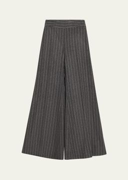 Diane Pinstripe Wool Wide-Leg Pants