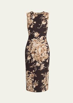 Rose Cretonne Charmeuse Sleeveless Midi Dress