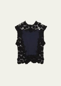 Gigi High-Neck Crochet Knit Top